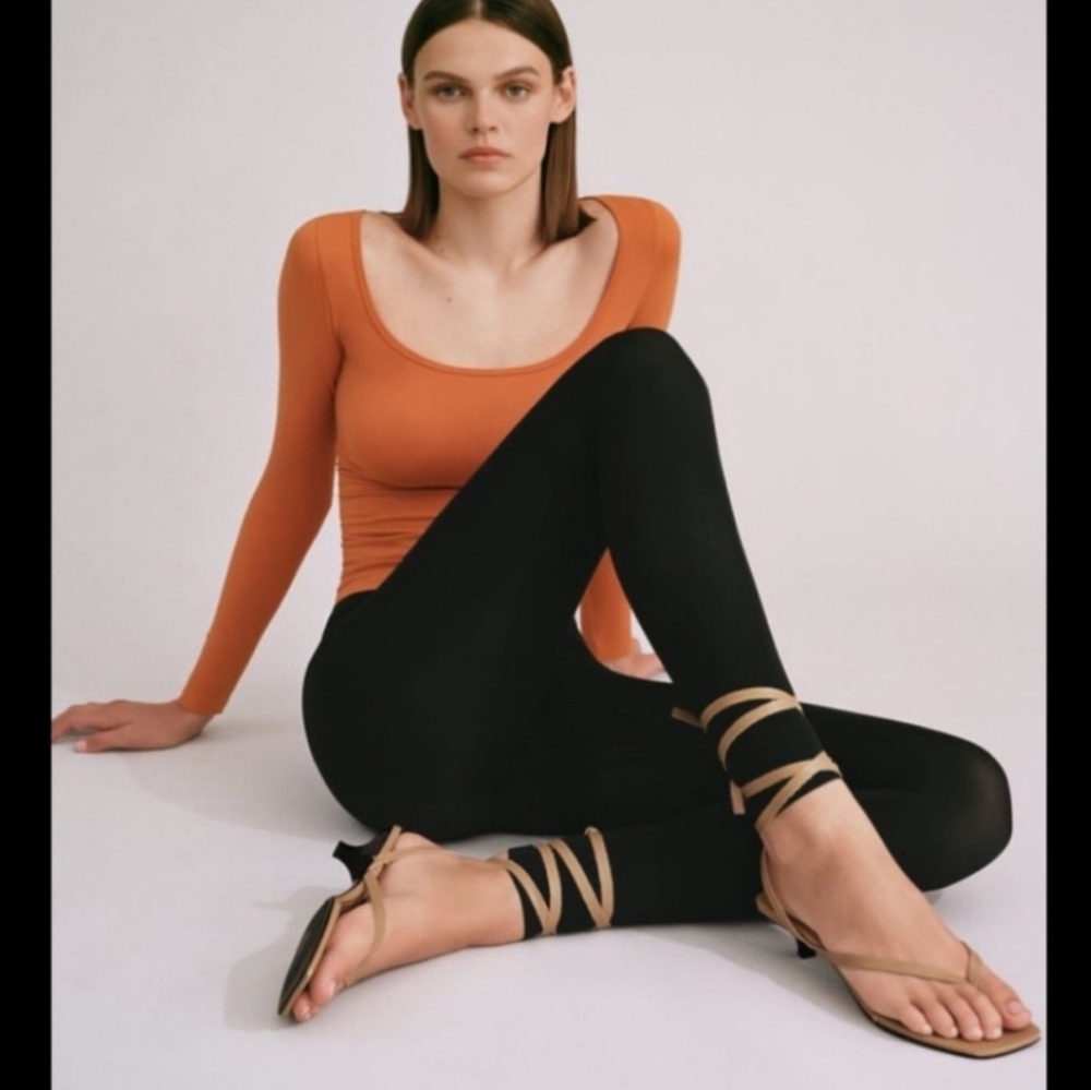 Zara leather tie heeled sandals